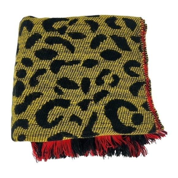 Simply Southern Plaid Leopard Scarf Double Sided Fringe - Picture 2 of 3